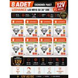 (8 Adet) Ledvance 12V Ac/Dc 6.1W (50W) 3000K (Sarı Işık) Dim Edilebilir Gu5.3 Duylu Led Çanak Ampul Teşhir Vitrin