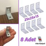8 Adet Mobilya Esya Dolap Duvar Sabitleyici Kose Baglanti L Demir Gonye Deprem Guvenligi 25X25x15mm