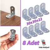 8 Adet Mobilya Esya Dolap Duvar Sabitleyici Kose Baglanti L Demir Gonye Deprem Guvenligi 30X30x22mm