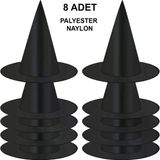 8 Adet Siyah Cadı Şapkası – Yetişkin &Amp;Amp;Amp; Çocuk Kostüm Aksesuarı (5047)