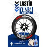 8 Adet Speedhunters Kırmızı Motosiklet Ve Otomobil Araç 3D Oto Lastik Yazısı Sticker Arma Seti