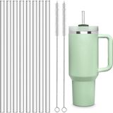 8 Adet Stanley Için Düz Cam Pipet, 2 Adet Fırça 31 cm , Stanley Adventure Quencher Uyumlu (8 Düz) - Şeffaf - 1 Adet