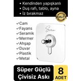 8 Adet Süper Güçlü Kendinden Yapışkanlı Tutunabilen Çok Amaçlı Çerçeve Tablo Banyo Duş Mutfak Askı