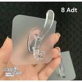 8 Adet Süper Güçlü Şeffaf Banyo Mutfak Kancası Çerçeve Askısı Kendinden Yapışkanlı Şeffaf Yapışkan - Tek Seçenek