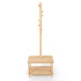 8 Askılı Portmanto Komodinli Ayakkabılık Vestiyer Naturel Ağaç Antre Ev Ofis 170X60x35 Cm