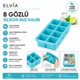 8 Bölmeli Silikon Buz Kalıbı, Büyük Xl Boy Küp Buzlar, Kokteyl Sunum Buz Kalıbı, Et Suyu Saklama
