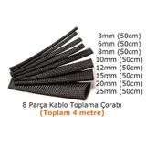 8 Çeşit Kablo Toplama Çorap seti (Toplam = 4 Mt)