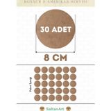 8 cm Çap 30 Adet Supla Amerikan Servis Runner MDF Duralit Magnet Altı Ahşap 3 mm (2,7 mm) Kalınlık