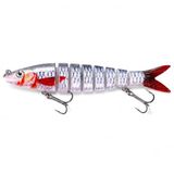 8 Eklemli 3D Oynak Rapala Sahte Balık Yem, 13,5 cm 19,5 gr Swimbait Wobbler Olta Yemi, ABS Gövdeli 2 Adet Üçlü Karbon Paslanmaz Çelik Kancalı Tuzlu Tatlı Su Levrek Turna İçin Profesyonel Olta Yemi