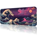 8 Farklı Desenli Baskılı Model Black Deer XXL Gaming Mouse Pad 90x40 cm – Dikişli Kenar, Kaymaz Taban, Dijital Tasarım, Hassas Takip, Ultra Geniş Oyuncu Mousepad (Japon Dalgası 90x40 cm)