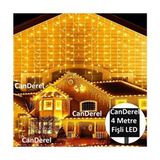 8 Fonksiyonlu Perde LED Işık 4 Metre Genişlik 50X60X70 Saçak Gün Işığı - 96 Ledli Saçaklı LED - Sarı