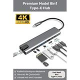 8 Girişli Macbook Pro Air USB Type-C Hub Dönüştürücü Çevirici Çoklayıcı USB HDMI Micro Sd 8in1