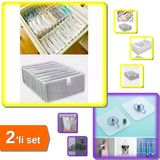 8 Gözlü Akordiyon Çekmece Düzenleyici + 3 Adet Yapışkanlı Mutfak Banyo Askısı - 2Li Set M2s5s8
