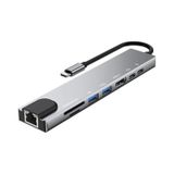 8 In 1 Type C To Hdtv Çok Portlu Hub 4K HDMI Pd RJ45 USB 3.0 Sd Tf Çevirici Adaptör