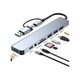 8 İn 1 Type-c Usb Hub Çoklayıcı Usb 3.0, Usb 2.0, Sd, Tf, Ses, Type-c Dönüştürücü-4938