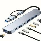 8 In 1 USB Çevirici Notebook Macbook Type-C Uyumlu Görüntü Aktarıcı Hub (5067)