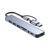 8 In 1 USB Type-C Çok Portlu Hub USB 3.0 2.0 3.5 mm Ses Tf Sd Kart Çevirici Adaptör