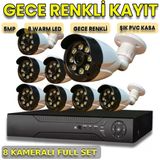 8 Kameralı 8 Warm Ledli 1080P Plastik Kasa Güvenlik Kamera Seti