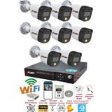 8 Kameralı Gece Renkli 1080P 2Mp Görüntü Full Hd Ultra Led Gece Renkli Güvenlik Kamerası Seti 500GB