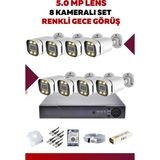 8 Kameralı Set - 5mp Sony Lensli Full Hd Gece Görüşlü Güvenlik Kamerası Sistemi -VSOR1WI3F1 - Renk