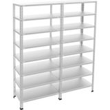 8 Katlı Duble Galvaniz Çelik Raf - Depo, Arşiv, Kiler, Dosya, Market Rafı 59X75 Cm 200 Cm 1.50 Mm