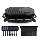 8 Kişilik Oval Raclette Izgara Seti - Izgara Plakalı Ve Krep Fonksiyonlu - Tava Ve Kazıyıcı Dahil Masa Izgarası