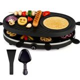 8 Kişilik Raclette Seti - Oval Izgara - Krep Fonksiyonlu - Tava Ve Kazıyıcı Dahil Masa Izgarası - Yuvarlak (Tk49304)