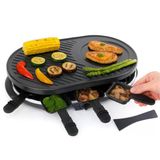 8 Kişilik Raclette Seti - Oval Izgara - Krep Fonksiyonu - Tavalar Ve Izgara Plakalı Kazıyıcı Dahil Masa Izgarası - (Yuvarlak)