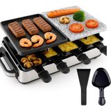 8 Kişilik Raclette Seti - Yapışmaz Kaplamalı - Tava ve Kazıyıcı Dahil Masa Izgarası (Kare) - Siyah
