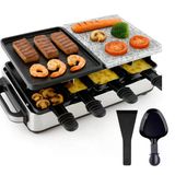 8 Kişilik Raclette Seti - Yapışmaz Kaplamalı - Tava Ve Kazıyıcı Dahil Masa Izgarası (Kare)