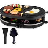 8 Kişilik Raclette Tava ve Kazıyıcı Seti - Paslanmaz ve Ayarlanabilir (Yuvarlak) - Siyah