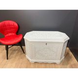 8 Köşeli Maraş 3D Oyma Çeyiz Sandığı-Beyaz - 94 X 50
