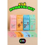 8 Li 4 Paket Mini Islak Mendil (1 Paket İçi 8 Adet) Renkli Tasarımlarla Eğlenceli Kullanım