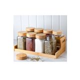 8 li Bambu Stantlı Cam Baharatlık, Baharat Takımı 500ML 3860
