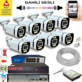 8 li Yapay Zeka Destekli 5 MP Görüntü POE Bağlantılı Sesli 6 Warm Led Gece Renkli IP Kamera Seti 4386WS