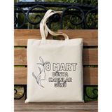 8 Mart Kadınlar Günü Hediye Bez Çanta, Hediyelik Omuz Çantası, Tote Bag, Boyama Çantası - 10D-Krem