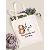 8 Mart Kadınlar Günü Tasarım Ham Bez Tote Bag Çanta, Pinterest Çanta, Hediye Çanta - 10D-Krem