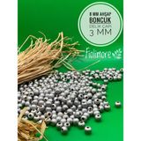8 mm Ahşap Boncuk (50 Gram 175 Adet) Delik Çapı 3mm Makrome Takı Bileklik Tahta Yuvarlak - Gümüş Gri