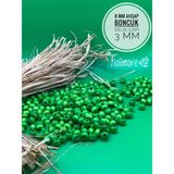 8 mm Ahşap Boncuk (50 Gram 175 Adet) Delik Çapı 3mm Makrome Takı Bileklik Tahta Yuvarlak - Yeşil