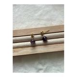 8 Mm Ametist Taşı Altın Kaplama Top Küpe