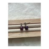8 Mm Ametist Taşı Gümüş Kaplama Top Küpe