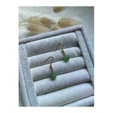 8 Mm Aventurin Taşı Altın Kaplama Sallantılı Küpe El Yapımı