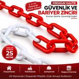 8 Mm Ekonomik İkaz Ürünü Plastik Kırmızı Beyaz 25 Metre Güvenlik Ve Bariyer Zinciri