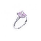 8 Mm Kare Pembe Zirkon Taşlı 925 Ayar Gümüş Tektaş Kadın Yüzük