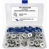 8 mm Kendinden Dübelli Minifix Gövde ve Mil Seti - Mobilya Bağlantı Elemanı (100 Parça)