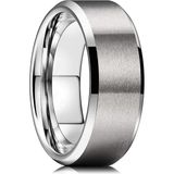 8 mm Köşeli Düz Model Unisex Kadın Erkek Çelik Alyans Yüzük cl31 - 23 - Beyaz
