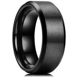 8 mm Köşeli Düz Model Unisex Kadın Erkek Çelik Alyans Yüzük cl31 (Siyah)