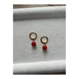 8 Mm Mercan Taşı Çelik Halka Küpe El Yapımı