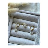 8 Mm Necef Taşı Ayarlanabilir Altın Tel Yüzük Ve Küpe Set