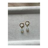 8 Mm Opal Taşı Altın Kaplama Halka Küpe